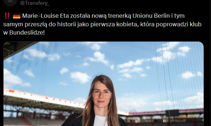 KOBIETA TRENEREM W LIDZE TOP 5!